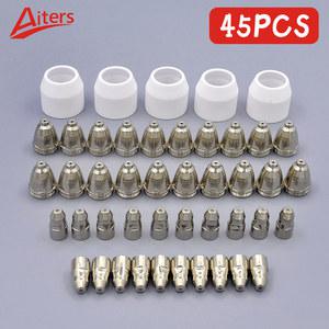 45PCS 공기 플라즈마 P80 소모품 액세서리 전극 노즐 및 세라믹 실드 60A 80A 100A