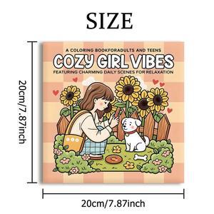 COZY GIRL VIBES 대담하고 쉬운 패턴 성인을 위한 색칠하기 책  그림책 파티와 생일을 선물