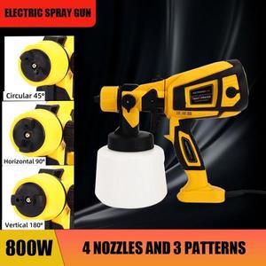 페인트 분무기 800W 고출력 전기 스프레이 건 1400ml 대용량 컨테이너 청소가 용이함 4개의 노즐과 가구 캐