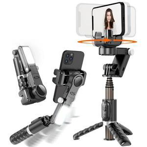 360 ° 촬영 모드에 이어 회전 2축 짐벌 안정기 iPhone 전화용 셀카봉 삼각대 라이브 Tiktok 사진