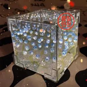 큐브 2024 크리 에이 티브 Diy 튤립 꽃 바다 여자 친구 커플 3 차원 작은 밤 램프 재료 패키지
