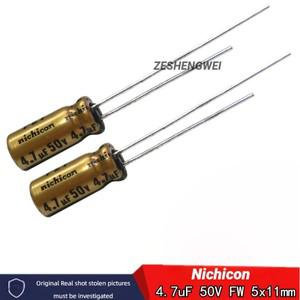 오리지널 니치콘 FW 4.7UF 브랜드, 오디오 발열 전해 캐패시터, 5*11mm, 4.7uf, 50V, 20PCs-100PCs,