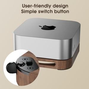 Mac Mini M4 Pro PC 홀더 호두 나무 데스크탑 스탠드 2024 컴퓨터 방열 용 방진베이스