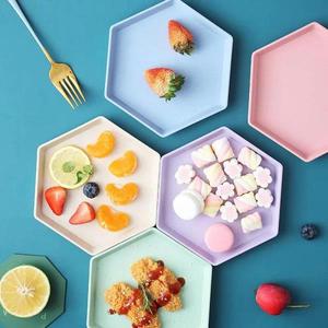 밀 빨대 육각 침 뼈 플레이트 가정용 플라스틱 플레이트 쏘서 조미료 딥 쏘서 스낵 접시