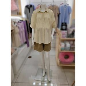 [마더피아HY] 임부복 임산부 반소매 오버핏 셔츠+면반바지 세트 RTO8007L RBO8035B