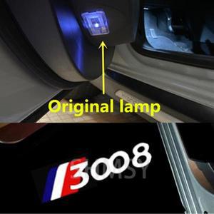 2Pcs LED 자동차 도어 경고등 프로젝터 유령 그림자 의례 램프 액세서리 푸조 3008 2012-2016