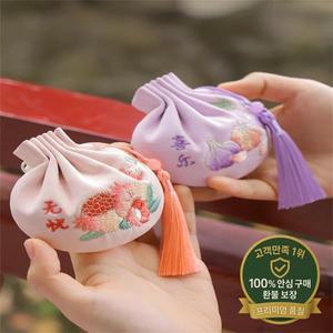 여성용 자수 드로스트링 술 빈 향 주머니 가방 한푸 치파오 액세서리 레트로 축복 휴대용 허리 펜던트 선물