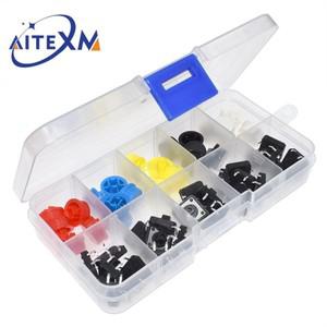 25PCS 촉각 푸시 버튼 스위치 순간 12*12*7.3MM 마이크로 + Arduino 용 택트 캡 (5 색)