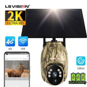 LS VISION 4G Sim 태양집열판집열판 카메라 야외 4MP WiFi PTZ 인간/동물 감지 양방향 토크 IP66 방수 야생
