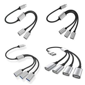 USB C타입 허브 확장 4 포트 케이블 분배기 OTG 고속 전송 어댑터 PC 노트북 Macbook Pro 용 휴대용 변환기