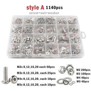 스테인리스 스틸 알렌 육각 소켓 버튼 둥근 헤드 나사 볼트 너트 와셔 세트 키트 박스 M2 M3 M4 304 2100 4