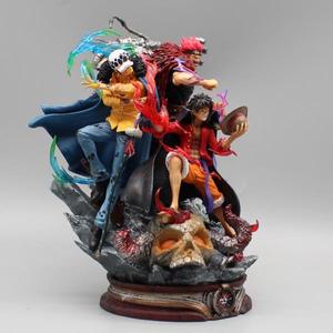 액션 피규어22cm 원피스 입상 세 캡틴 애니메이션 피규어 키드 로우 루피 액션 Pvc 모델 동상 인형 컬렉션