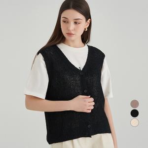 ELLEPARIS ELLE PARIS 릴렉스핏 부클 버튼 베스트 여름 가디건
