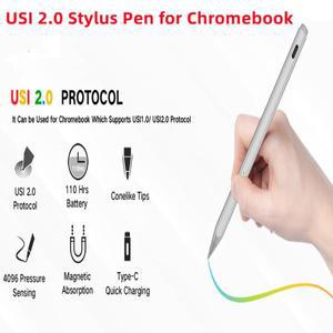 USI 2.0 크롬북 펜 스타일러스 연필 충전 4096 HP ASUS Samsung Acer Lenovo 태블릿용 압력 감지 손잡이 거