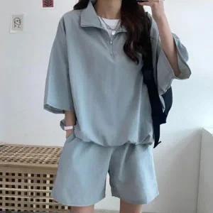 여름 반팔 아노락 트레이닝세트 커플 셋업 상하의 운동복 복장