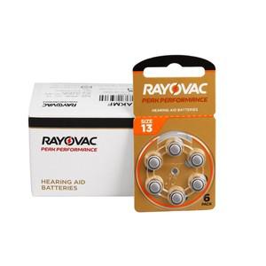 60셀/팩 아연 공기 배터리 Rayovac Peak 보청기 크기 A13 13A PR48