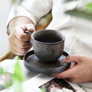 [호환제픔]  레트로 머그잔 숟가락 포함 심플 세라믹 물컵 사무실 일본  석기  쏘서 260ml