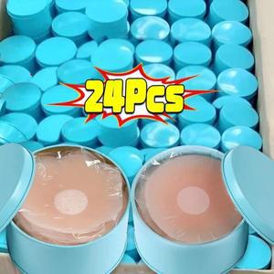 2-24PCS 보이지 않는 자체 접착 가슴 붙여 넣기 재사용  스티커 가슴 꽃잎 Strapless 리프트 업 브래지어