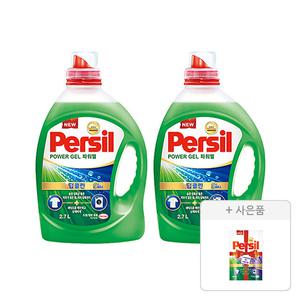 퍼실 파워젤 드럼/일반 겸용 2.7L, 2개 + 증정(파워젤 라벤더듀얼  파우치 300mL, 1개)