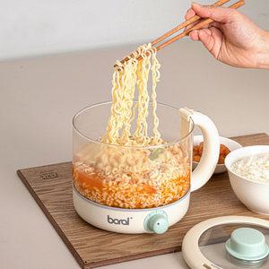 다용도 멀티쿠커 전기냄비 1.2L 유리용기 계란찜기 멀티라면포트 여행 캠핑 자취