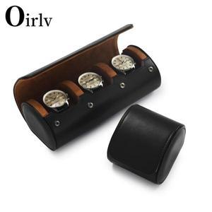 Oirlv 3 슬롯 시계 롤 여행 케이스 휴대용 빈티지 가죽 디스플레이 보관함 남자 선물 정리