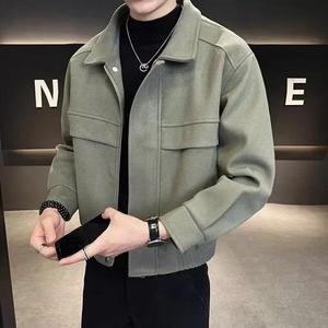 남성 자켓 남성용 크롭 모직 재킷 캐주얼 스타일 루즈핏 스웨터 코트 느낌 가을 겨울