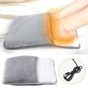 온열 발열 휴대용 USB 충전 발 패드 부드러운 플러시 세탁 가능한 워머 히터 가정용 보온 도구 겨울