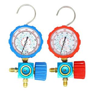 R410A R22 R134a R404A 냉매에어컨 게이지 세트 매니 폴드 압력계 밸브 800psi/500psi 비주얼 미러 포함