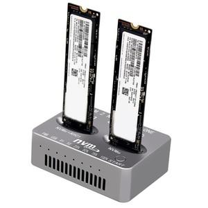 NVME 도킹 스테이션 듀얼 베이 M.2 SSD 복제 USB3.2 유형 C M/B M 키 솔리드 디스크 케이스 PCI-E