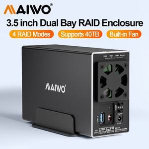 MAIWO 2 베이 HDD 도킹 스테이션 SATA-USB 3.0 하드 드라이브 스테이션(4개의 RAID 모드 케이스 포함 3.5인