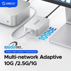 ORICO 10GbE 이더넷 어댑터 네트워크 카드 Thunderbolt 4 ~ 10000Mbps USB C Mac Mini 호환 M4 NAS SAN 용