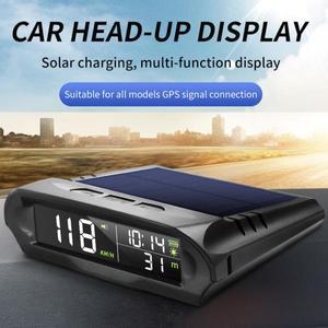 차량용 무선 GPS 태양광 헤드업 디스플레이, Mph KM/H 속도계, 시간, 알람, HUD 자동차 시계