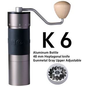 K6 킹라이너 수동 커피 그라인더 분쇄도 조절 가능 48mm 스테인리스 스틸 티타늄 도금 코니컬 버 밀