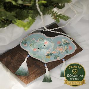 1pc 귀여운 수 놓은 양면 Hanfu 가방 중국어 고대 스타일 술 Crossbody 어깨 의상 액세서리 여성 선물