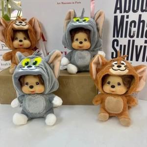 Monchhichi 15cm 인형 블라인드 박스 키 체인 가방 펜던트 손 비닐 플러시  톰 & 제리 여성 독창성  장식