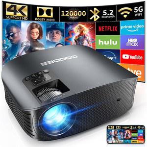 WiFi 및 블루투스 지원 구디 프로젝터 4K, 야외용 FHD 1080P 미니 프로젝터, 홈 시어터용 5G 비디오 돌비 오디오 줌 휴대용 TV 스틱 PPT(YG600 플러스)