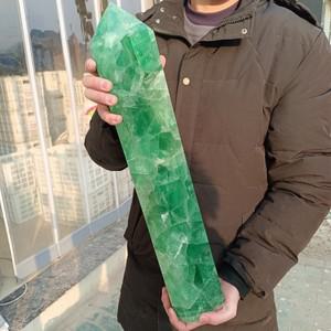 거대한 지팡이 천연 크리스탈 포인트 녹색 형석 타워 치유 돌 에너지 광석 미네랄 오벨리스크 홈 오피스 De