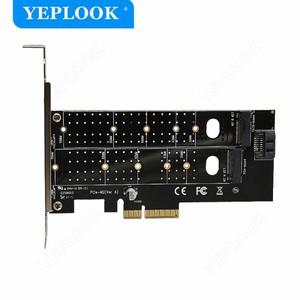 PCI-E 4x to M.2 M Key + B NVMe SSD NGFF SATA 포트 라이저 카드 확장 컨버터 어댑터 (게이밍, 마이닝, BT