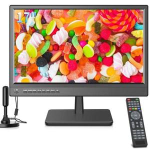 오토그 17인치 TV, 소형 HD 와이드스크린 LED(안테나 포함), 디지털 ATSC 튜너 프리 HD 로컬 채널, HDMI VGA USB 포트, 캠핑, 카라반 및 주방용 12볼트 충전 케이블/AC 전원 TV