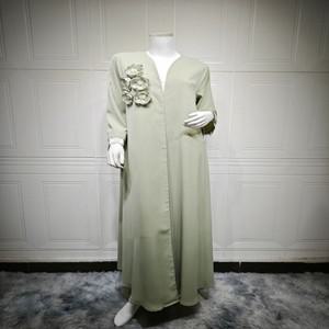 두바이 Abaya 패치 워크 아플리케 카디건 아랍어 이슬람 Womem 우아한 겸손한 Kaftan 기모노 Hijab Robe Gu