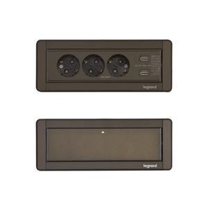 르그랑 빌트인 사각 3구 다크브론즈(콘센트3구+USB2구) 아일랜드 테이블 책상 상판 매립멀티콘센트