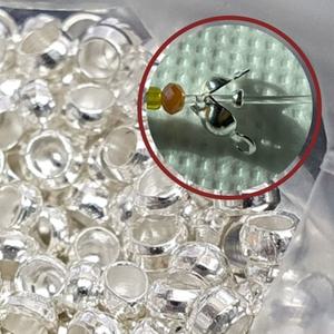 누름 볼 비즈 마무리 재료 비즈공예 준비물 부자재 팔찌 목걸이 고정 2mm 500개 은색
