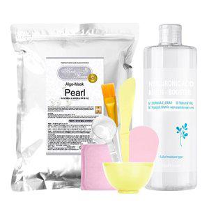 [메디플라워]대용량 모델링팩 스타터팩 진주 1kg+팩도구 6종+히알루론산 멀티 부스터 500ml