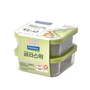 글라스락 간편캡 정사각850ml 그린 2조세트