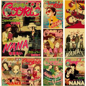 NANA 레트로 복고풍 엔틱 크래프트 종이 스티커 인기 애니메이션 포스터 도착 바 카페 장식 향수 선물 재미