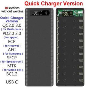 PD QC3.0 충전 용접 10x18650 배터리 보관함 정리함 DIY 쉘 케이스 18650 홀더 상자 듀얼 USB 보조베터리