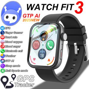 WATCH FIT 3 스마트 워치 남성 여성 2.09 인치 스포츠 SmartWatch GPS 트래커 NFC 손가락 센서 혈당 건강