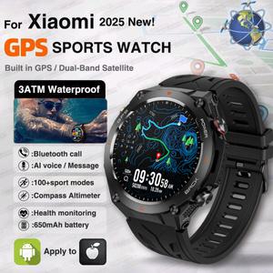 샤오미 GPS 스포츠 스마트 워치 남성용 방수 피트니스 트래커 블루투스 통화 650Mah 배터리 스마트워치 여