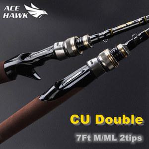 ACE HAWK 더블 팁 배스 낚싯대 루어 폴 캐스팅 라이트 지깅 태클 2 섹션 4 15g 1m M/ML