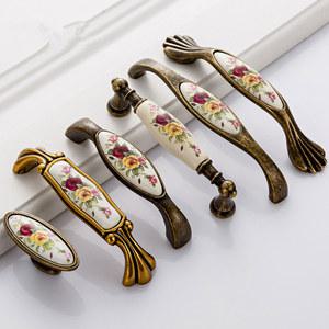 빈티지 세라믹 손잡이, 앤티크 청동 캐비닛, 당김 옷장 찬장, 가구 하드웨어 액세서리, 문 손잡이